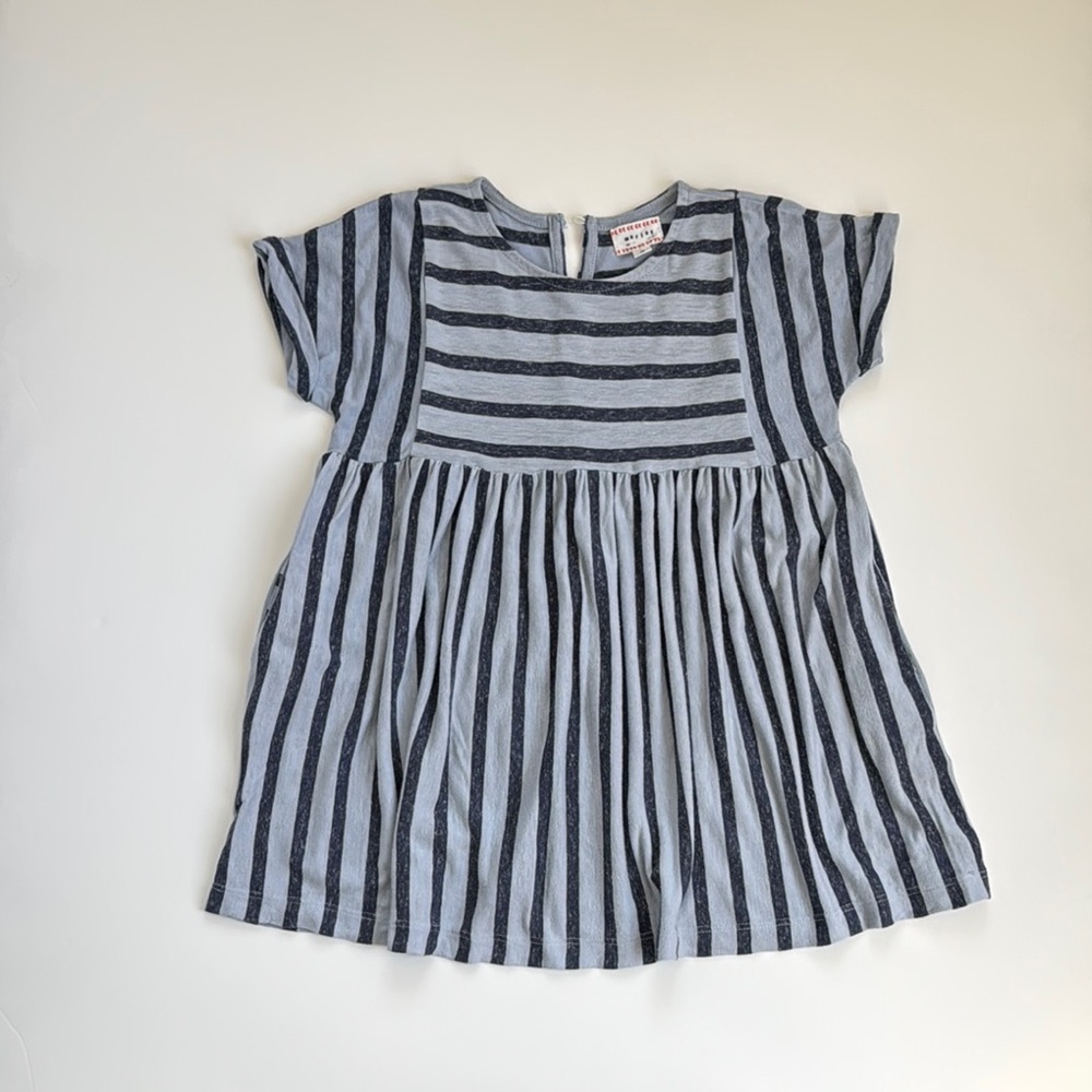 Morley Striped Jeanne Jersey Dress in Blue 4Y
